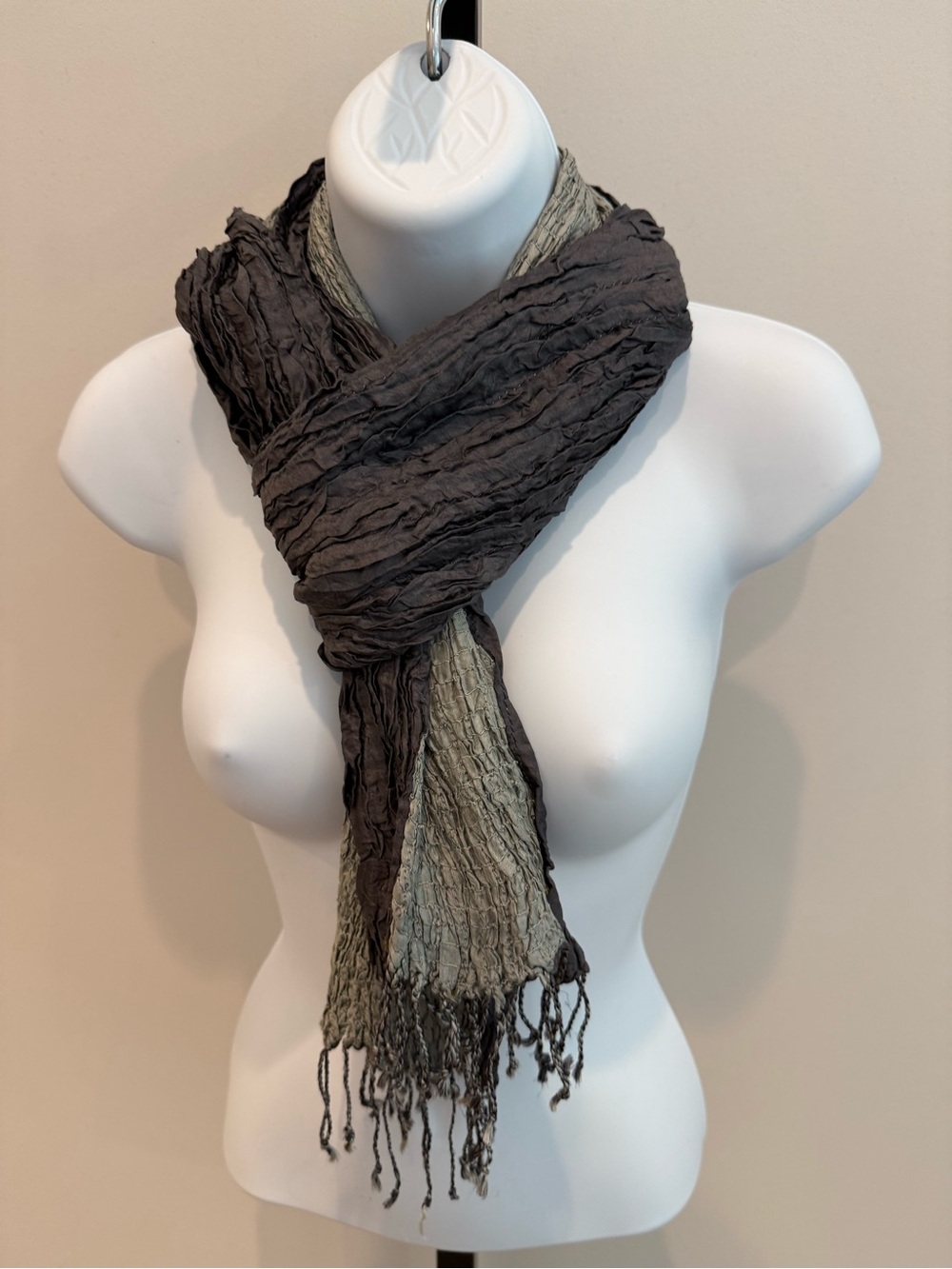 Eileen Fisher Silk Crinkled Two-Tone Grey Women's Scarf